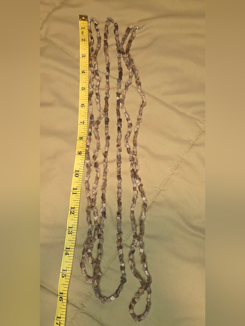 Handmade Brown Striped Stone Chip Necklace Lot of 3 Boho Earth Tone Jewelry